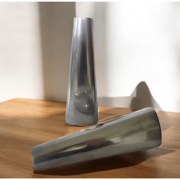 2 Vtg IKEA Renos Chrome MCM Swedish Design Taper Candle Holders 7 Inches 80-90s - Picture 3 of 5